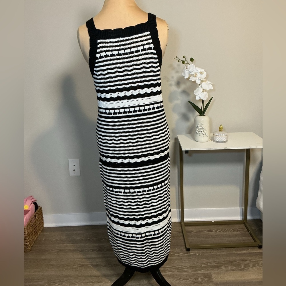 Black and White Striped Knit Dress - Picture 2 of 6